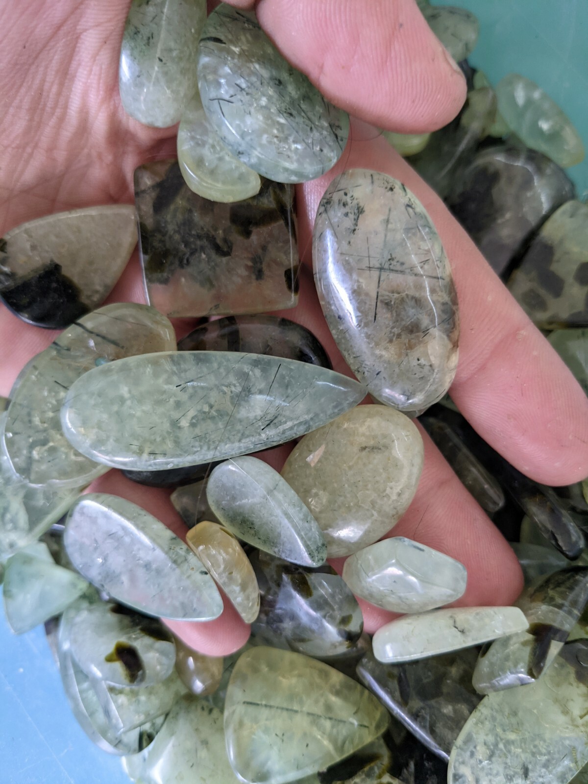 Bulk Wholesale Prehnite w Epidote Cabochons Cabs Lot 100g Polished Gems Green
