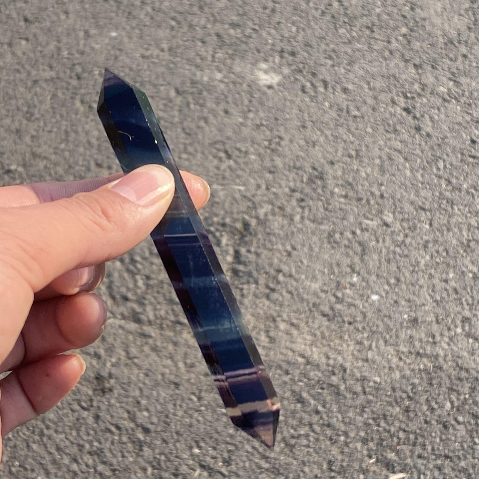 1pc Natural Rainbow fluorite obelisk gem quartz crystal wand point healing 35g+