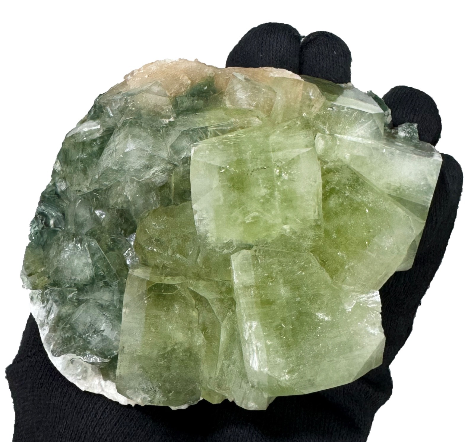 Beautiful Green Apophyllite With Stilbite Rocks, Crystals And Mineral Specimens