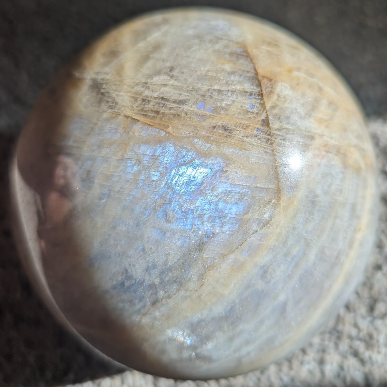 Moonstone Sphere Blue Flash Crystal Large Big Huge Gemstone Chakra