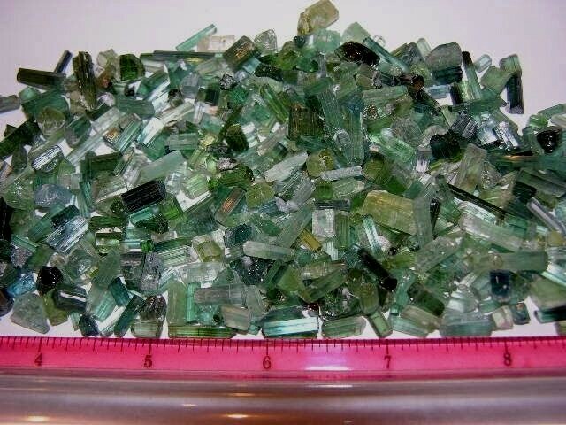 Tourmaline crystal blue green all natural 5-20mm 75 carat lots 30 + pieces