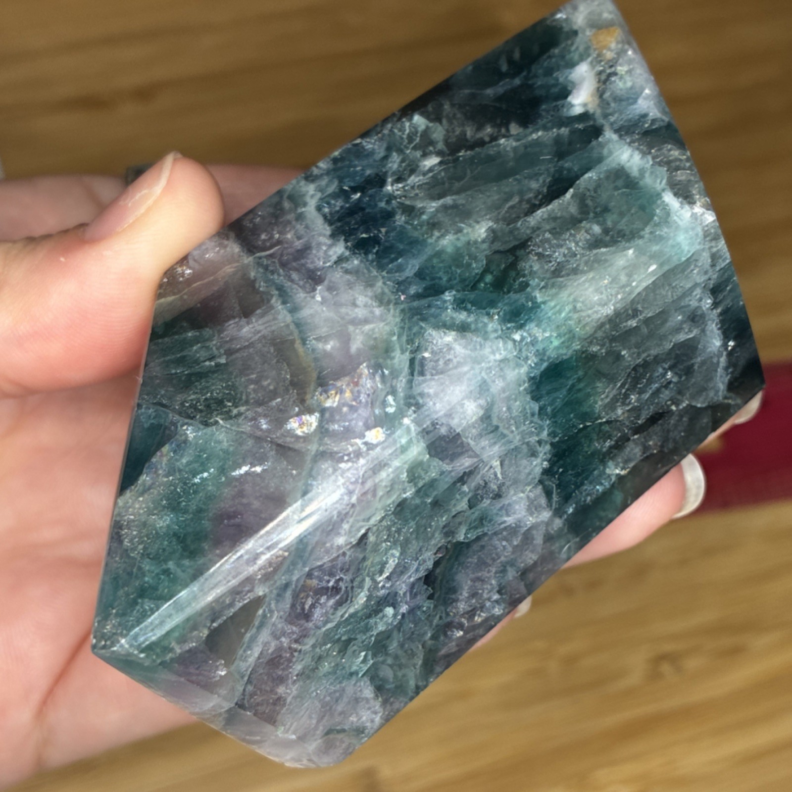 Polished Fluorite Multicolored Freeform Crystal Specimen Display Piece