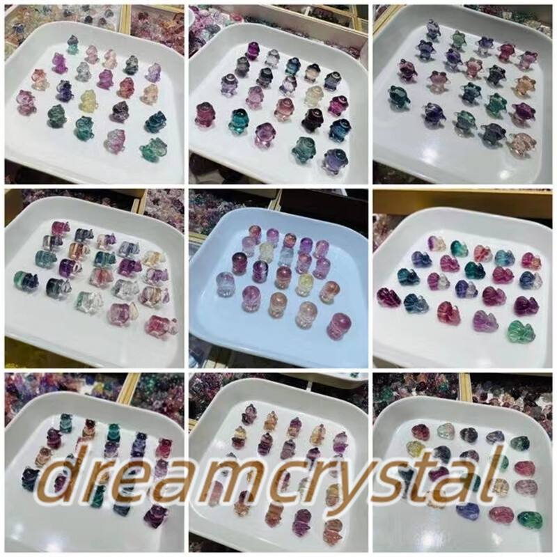 100pc Mix Natural Fluorite Crystal Skull Mini Carved Quartz Reiki Healing Random