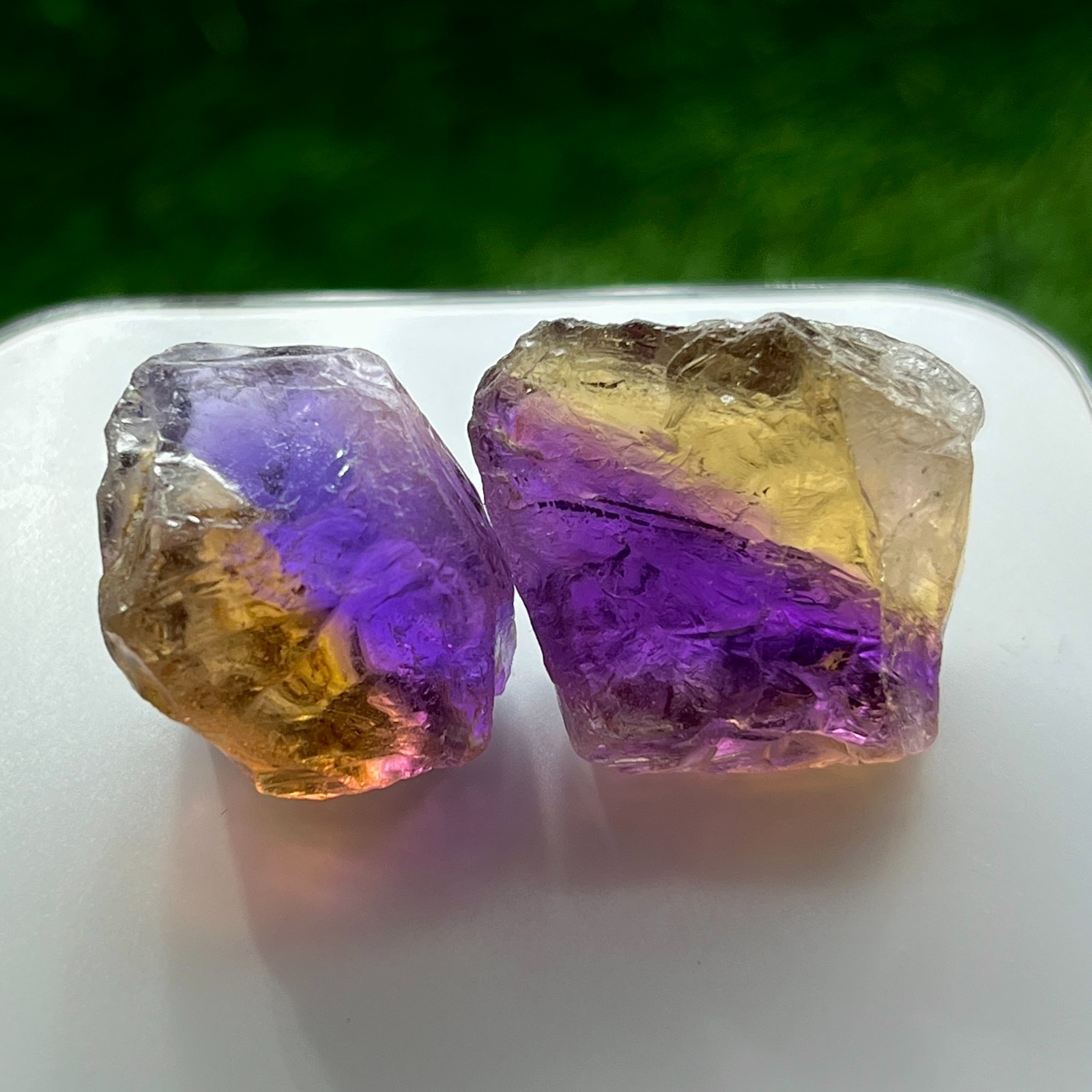 2 Pcs Rare Ametrine Rough Gemstones Lot– Natural Raw Amethyst and Citrine