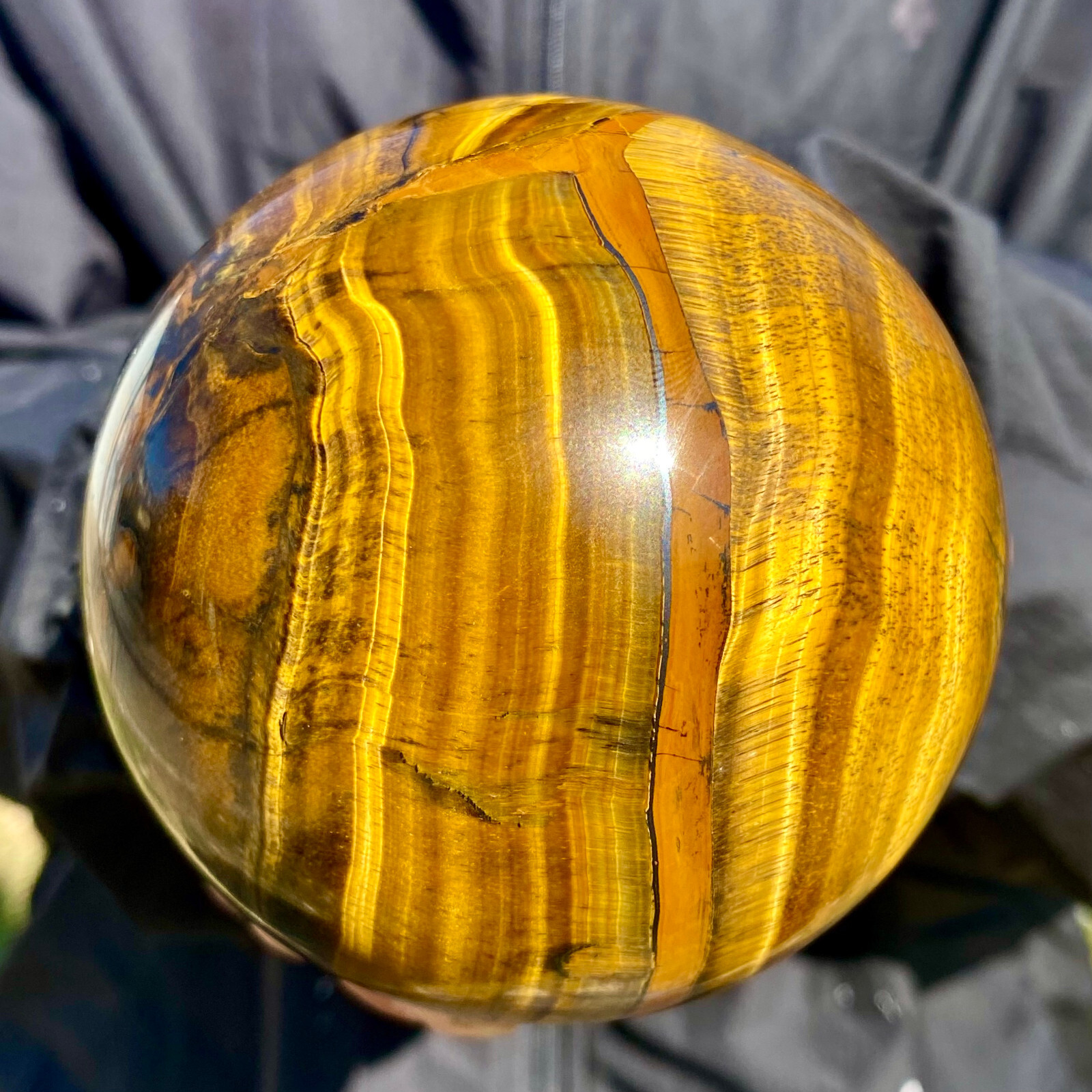 2.24LB Large Natural Tiger Eye Stone Crystal Ball Quartz Healing Sphere Décor