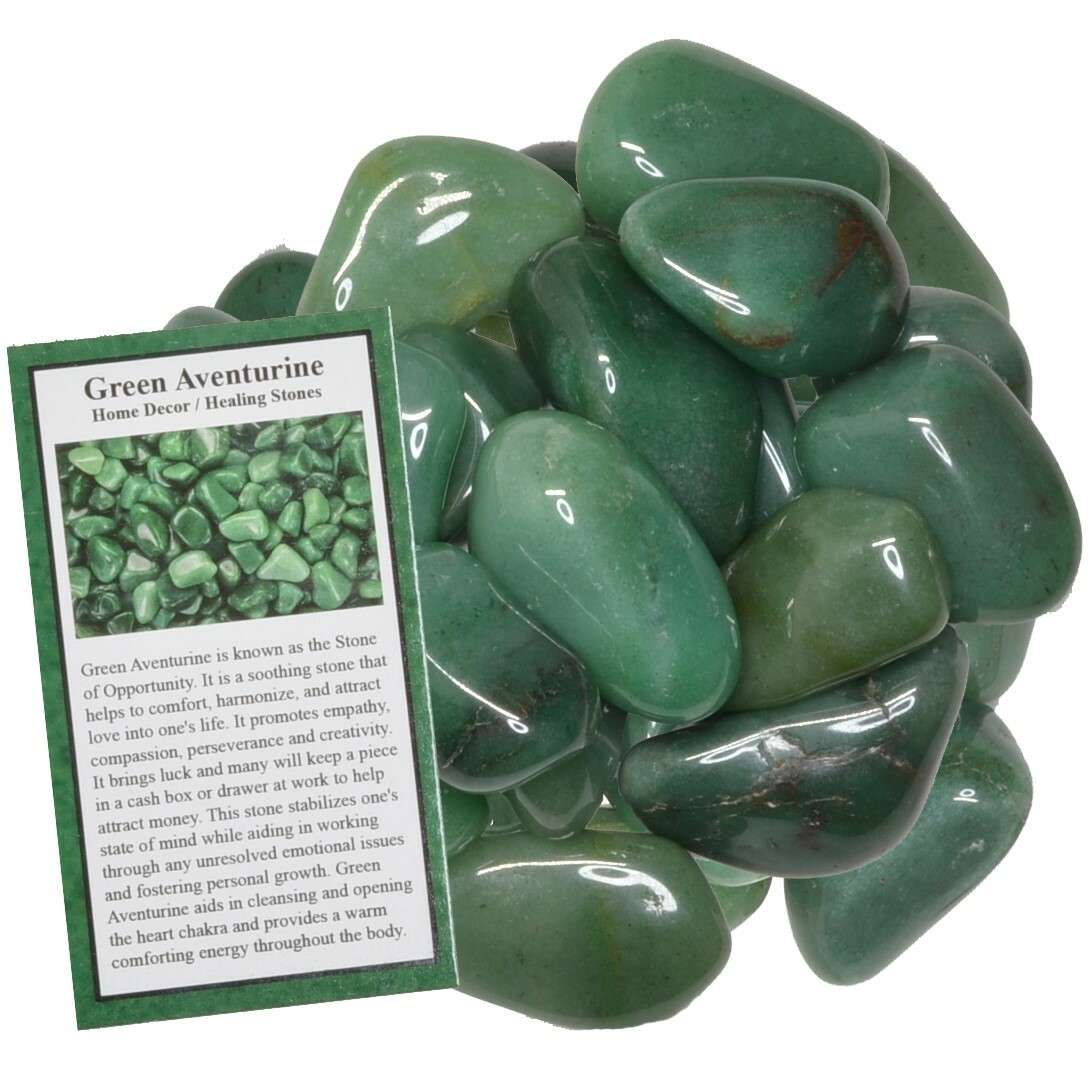 1/2 lb Green Aventurine Tumbled Stones – Grade 1 – Large – 1.25″ to 1.75″ Avg.