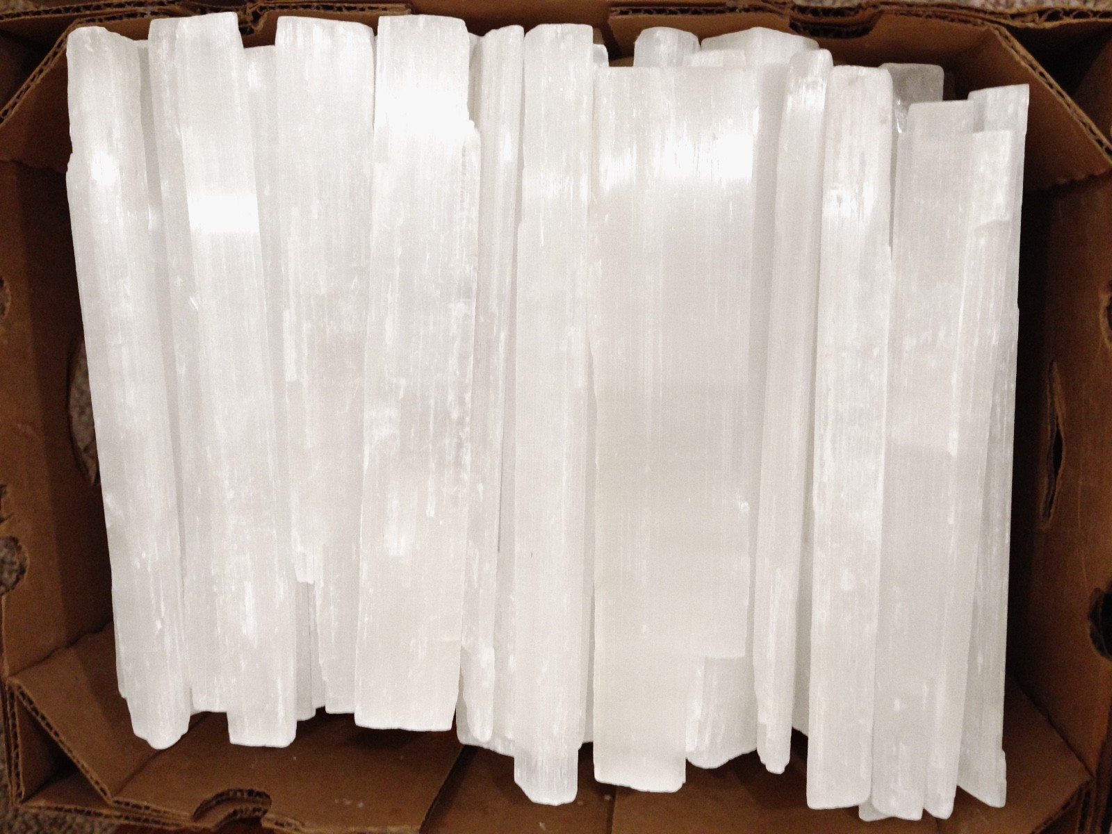 Lb LOT Selenite Logs ” Natural Crystal Wands XL Bars 14″ Sticks BULK Wholesale