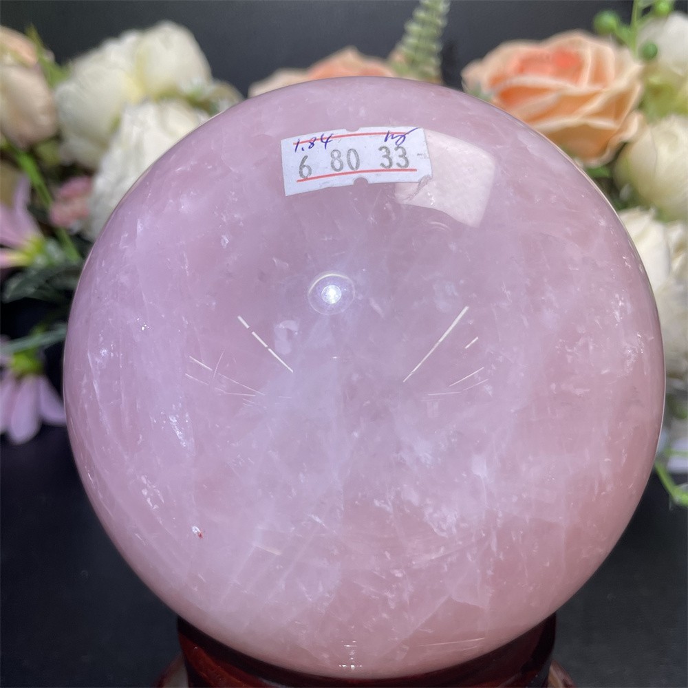 4LB 4.1″ Natural Rose Quartz Sphere Ball Crystal Quartz Decor Healing Reiki