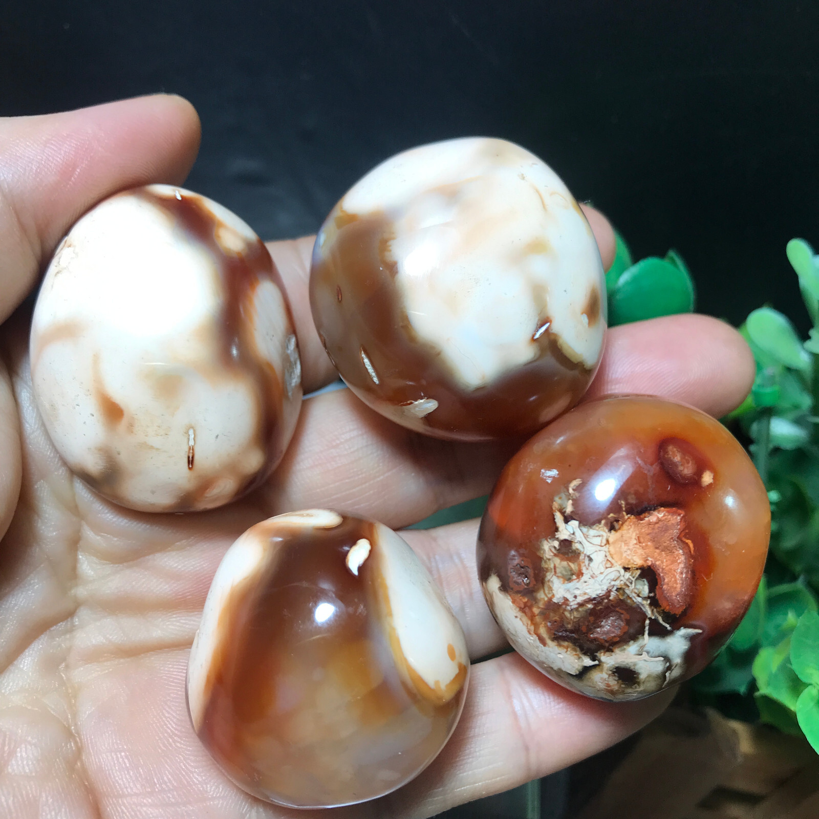 4pcs 150g Natural Red Agate Palm Stone crystal quartz Tumbled mineral 108