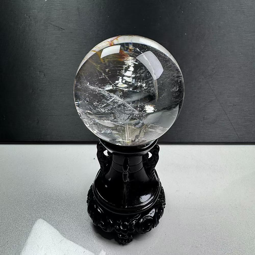 360g Natural Rainbow White Quartz Sphere Energy Crystal Ball Reiki healing Decor