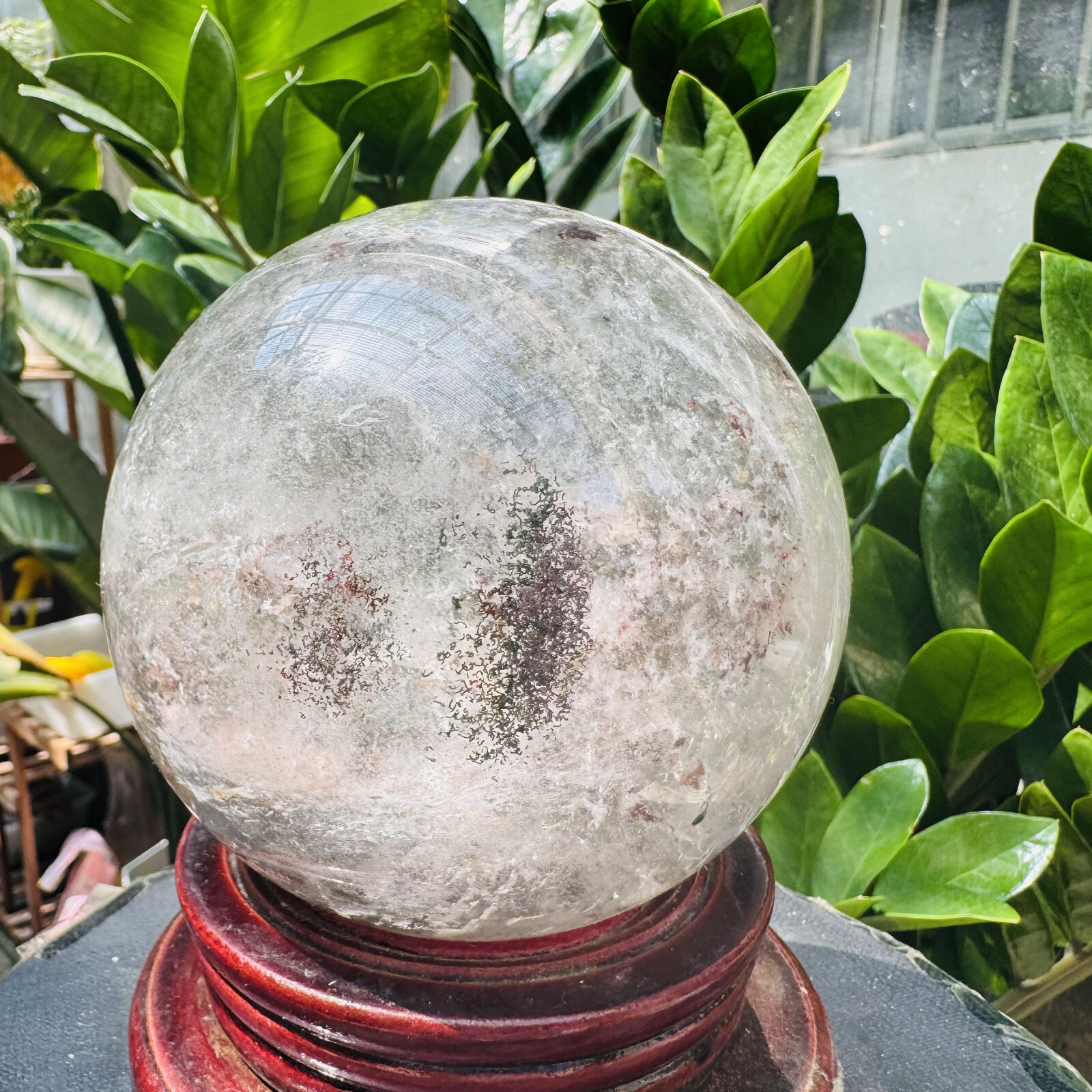 3.87LB Rare Natural Green Ghost phantom quart ball carved crystal sphere reiki