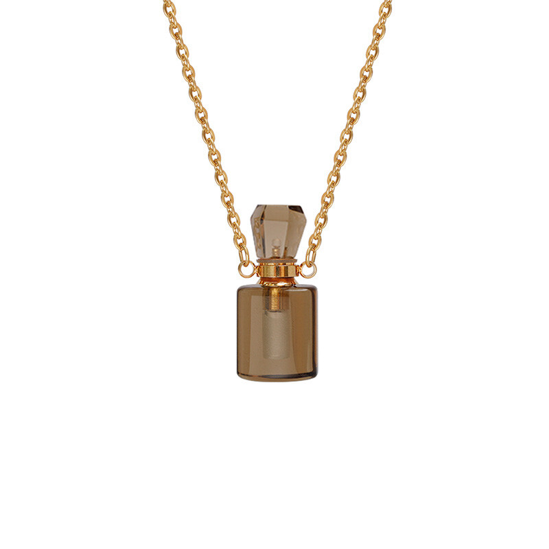 Natural Quartz Crystal Perfume Bottle Pendant Chakra Reiki Stone Necklace Amulet