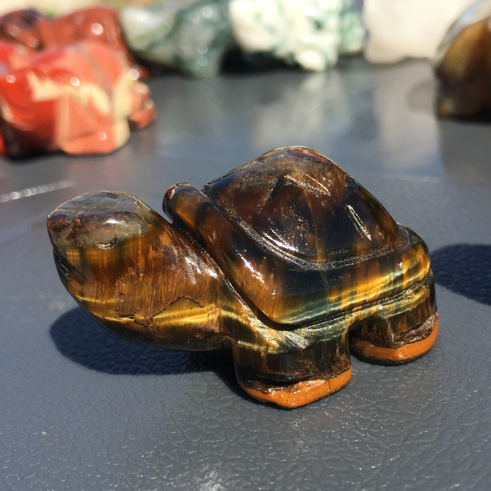 2pc Natural tiger’s eye jasper Quartz hand Carved Sea turtles crystal Reiki