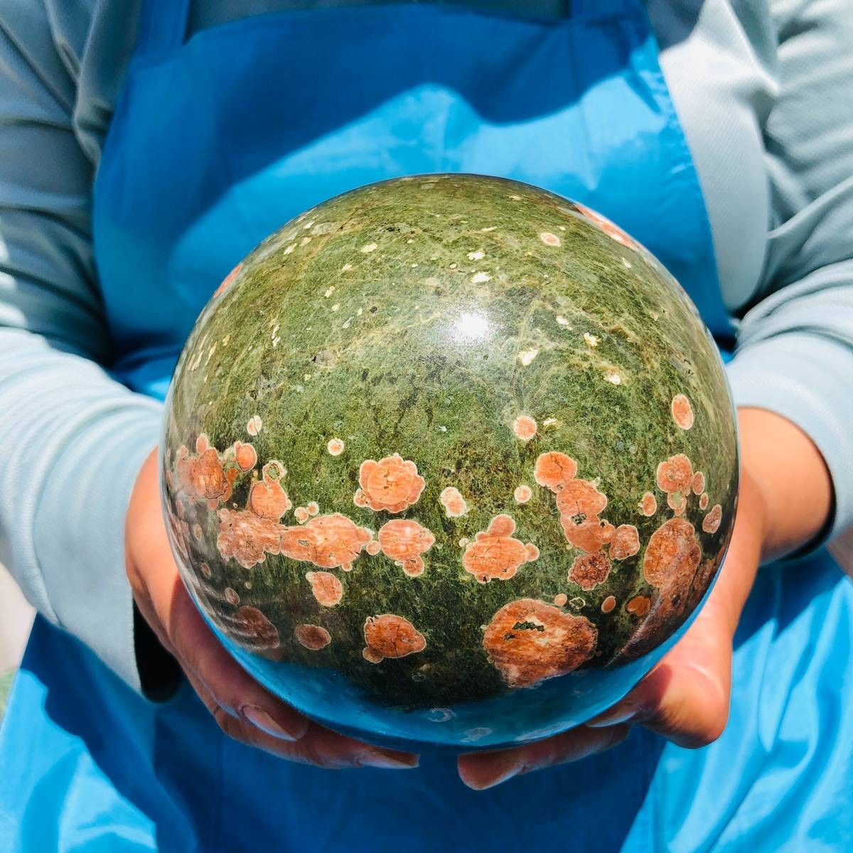 5.5LB Natural Cherry Blossom Agate Crystal Sphere Floral Healing Gem Stone 4850