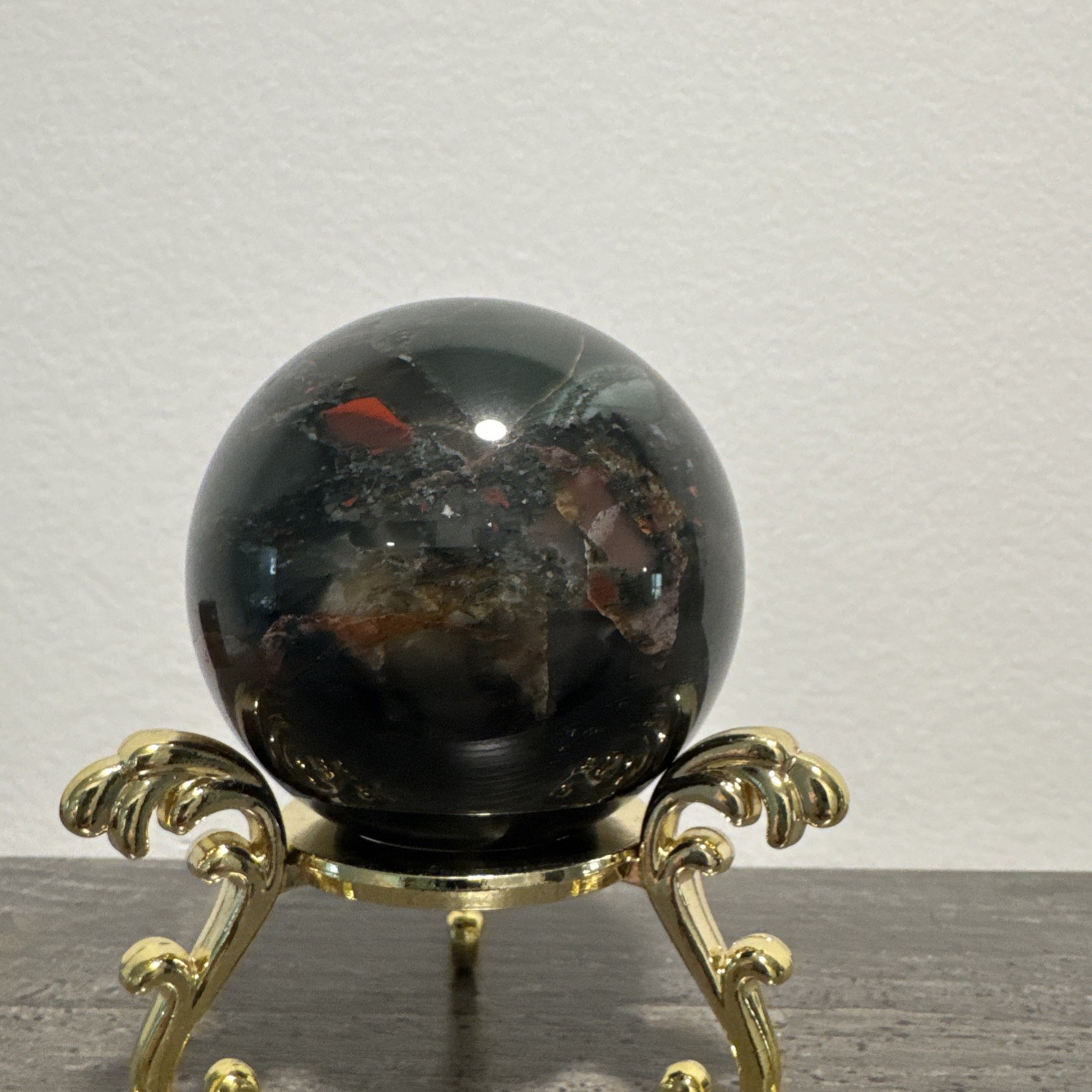 African Bloodstone Crystal Sphere 241 Grams 55 mm