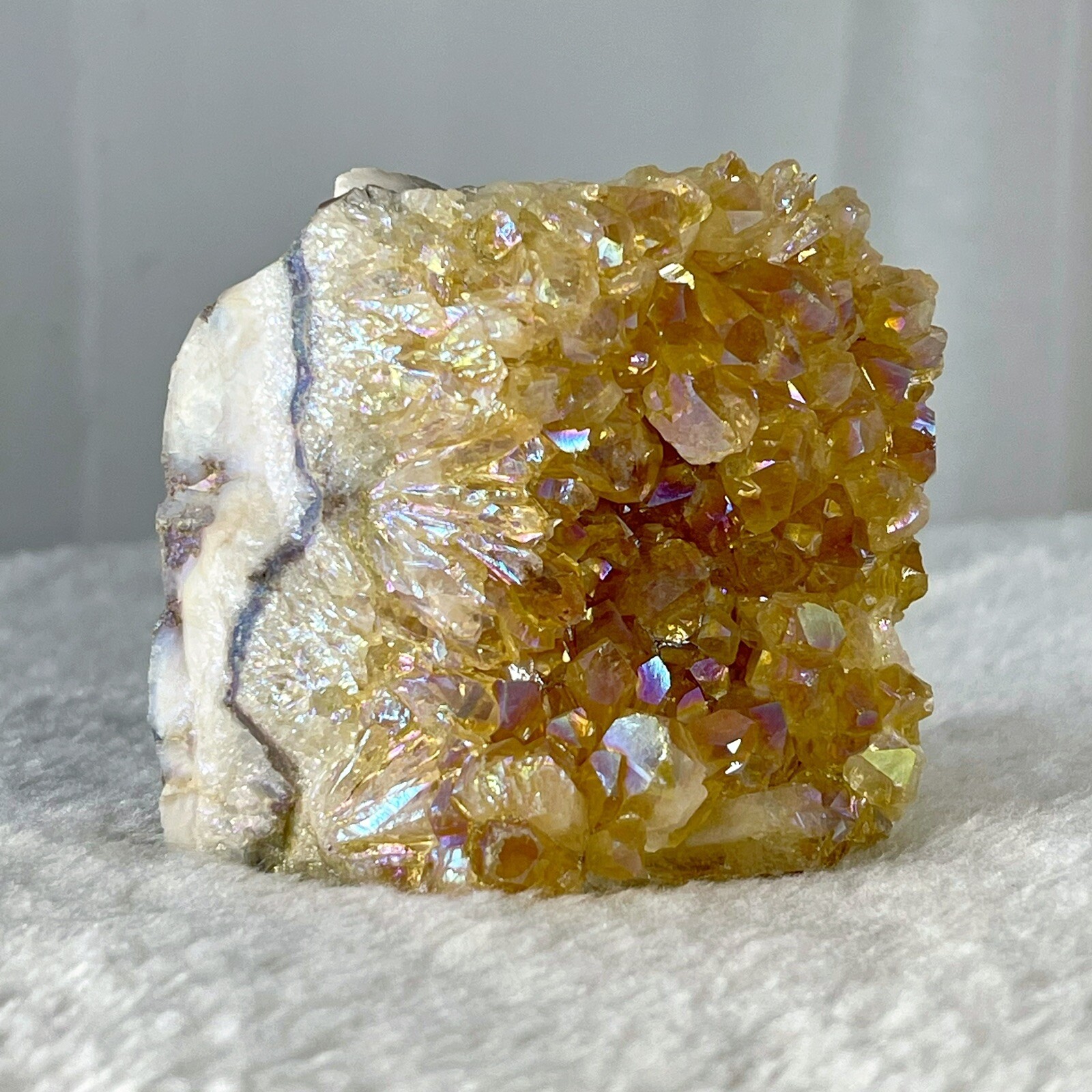 1.3lb Rare Angel Aura Citrine Cluster Aura Coated Crystals LRG Citrine Cluster