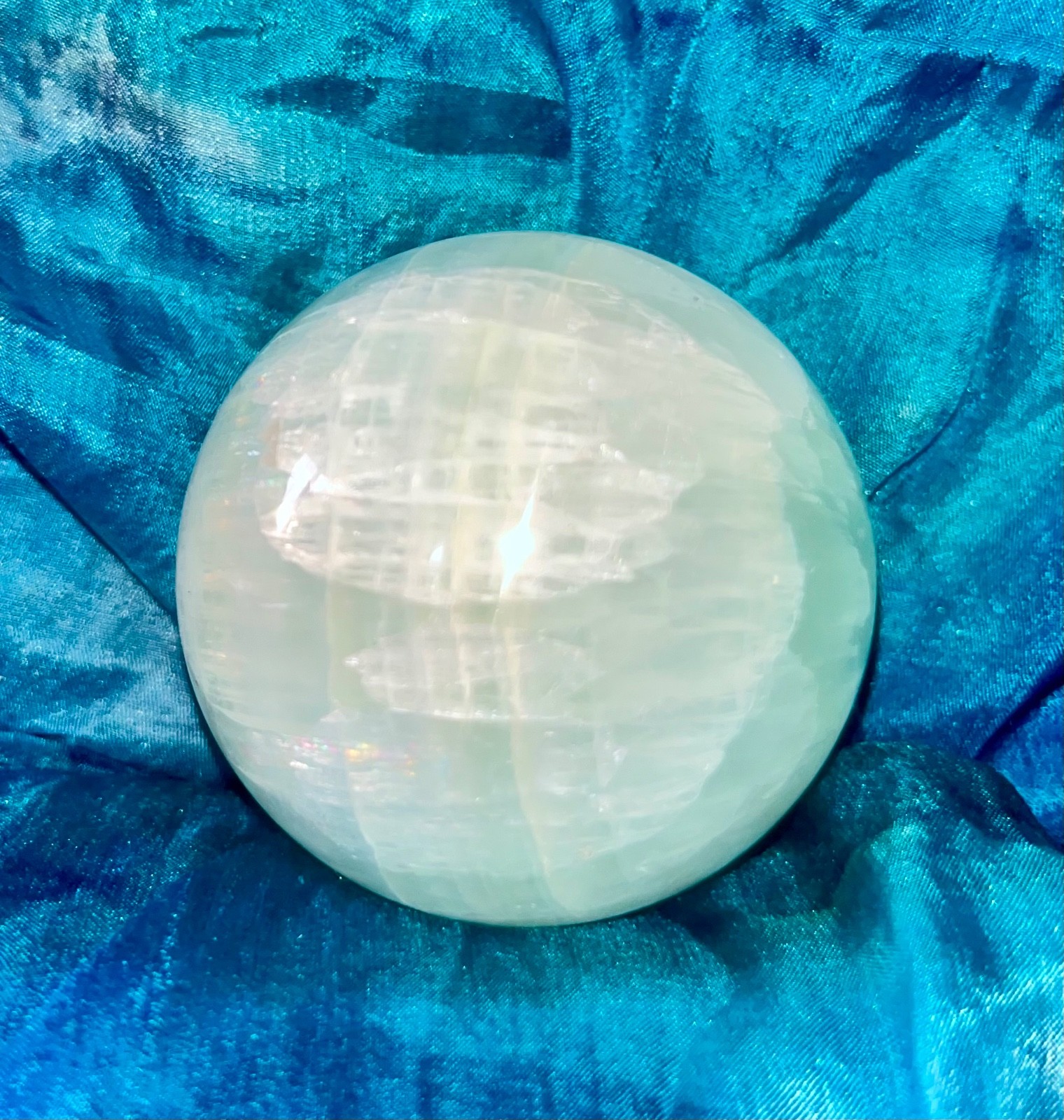 ✨🟢🩵NEW ITEM! 🟢🩵 PISTACHIO CALCITE large crystal sphere beauty 190g 49mm