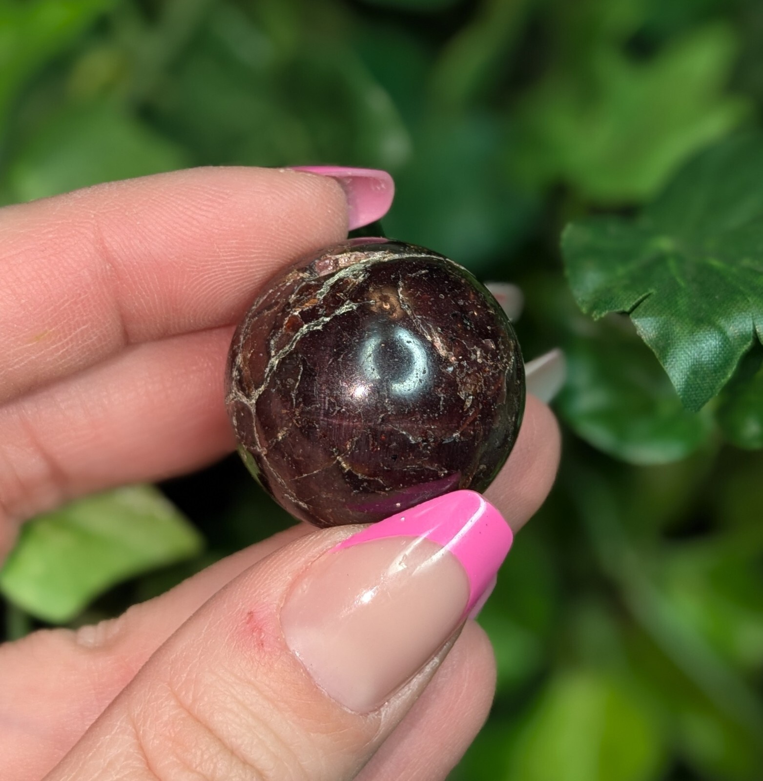 Natural Garnet Sphere With Star Asterism