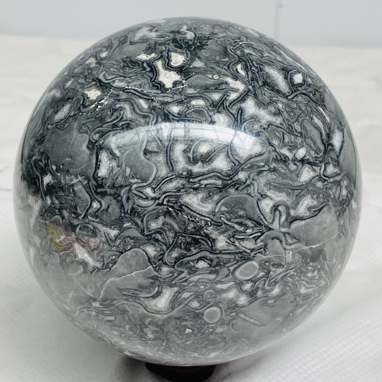 Natural Picasso Jasper Sphere Black Gray Crystal Ball Healing 3300G (7.27LB)