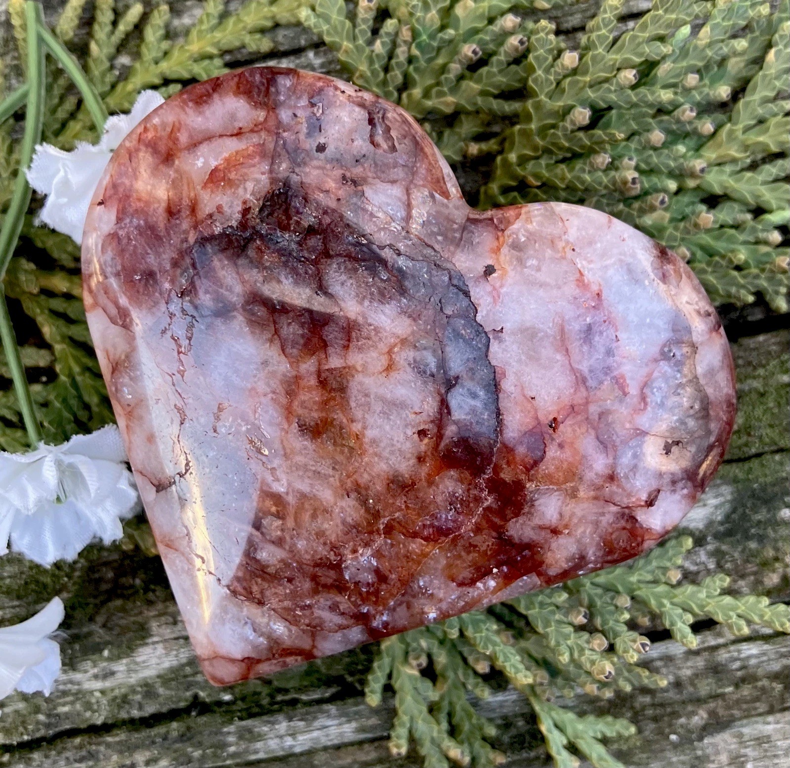 116.4g SHINY RED FIRE QUARTZ HEMATOID CRYSTAL HEALING HEART STONE Madagascar