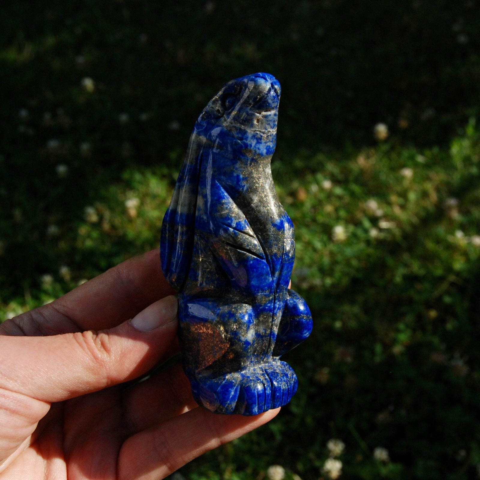 DISCOUNTED 4in Genuine Lapis Lazuli Rabbit Crystal Carving | Hand-Carved Crystal