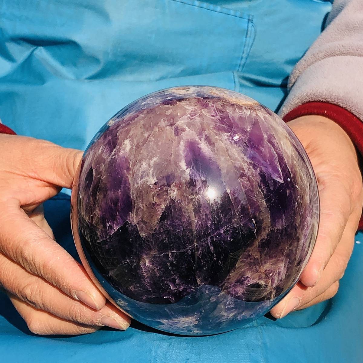4.42LB Natural Dreamy Amethyst ball Quartz crystal Sphere Crystal Healing