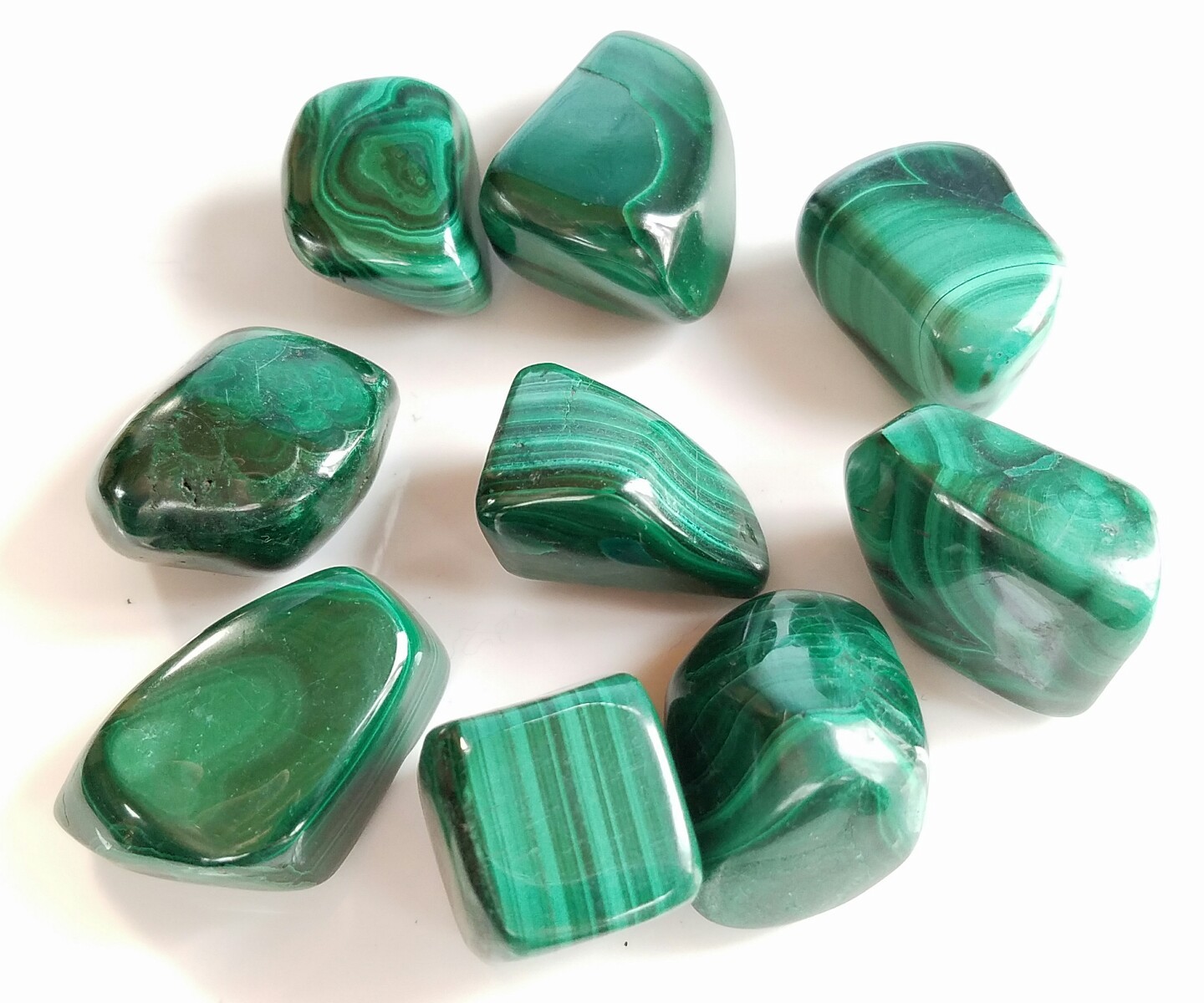 1/2 lb Tumbled Malachite Gemstone Crystals 5-9 Stones Bulk Gem Specimen Jewelry