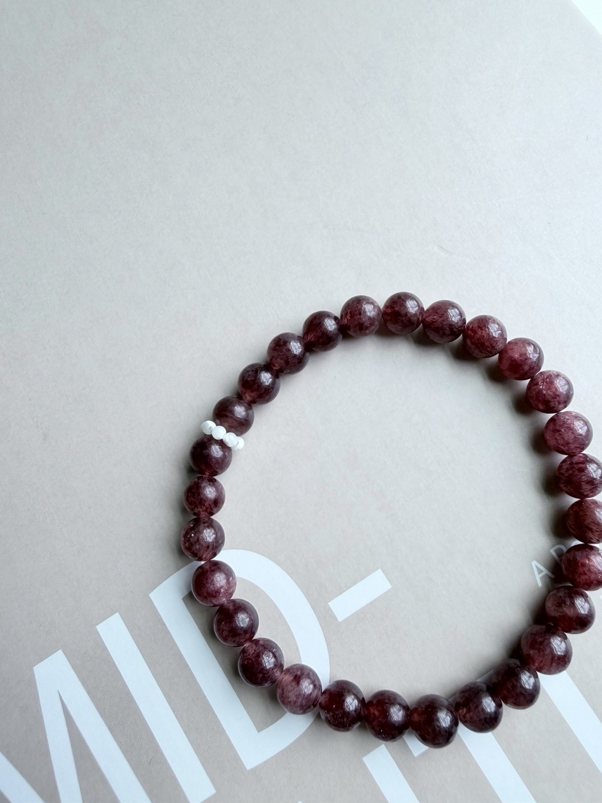 High Quality Dark Pink Red Strawberry Quartz Bracelet 6mm Beads Design Bracelet