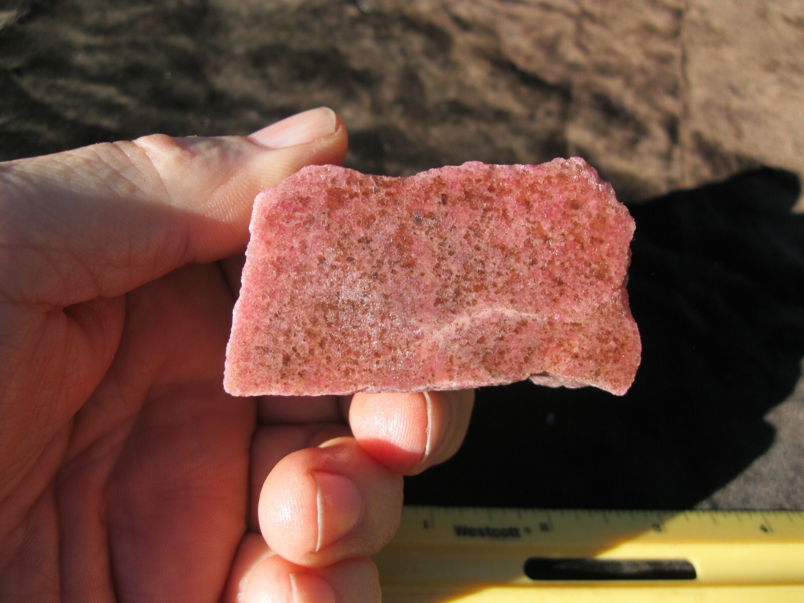 RHODONITE specimen, rare crystal mineral 2 1/2 x 1 1/2″ 4.7 oz. / 134 g.