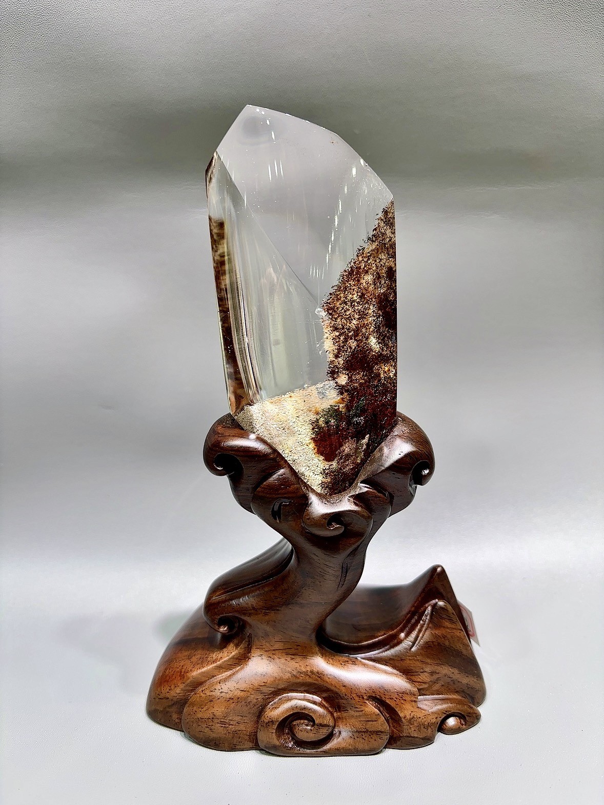 430g Top Natural Red Ghost Phantom Quartz Carved Crystal Mineral Heal Decor Gift