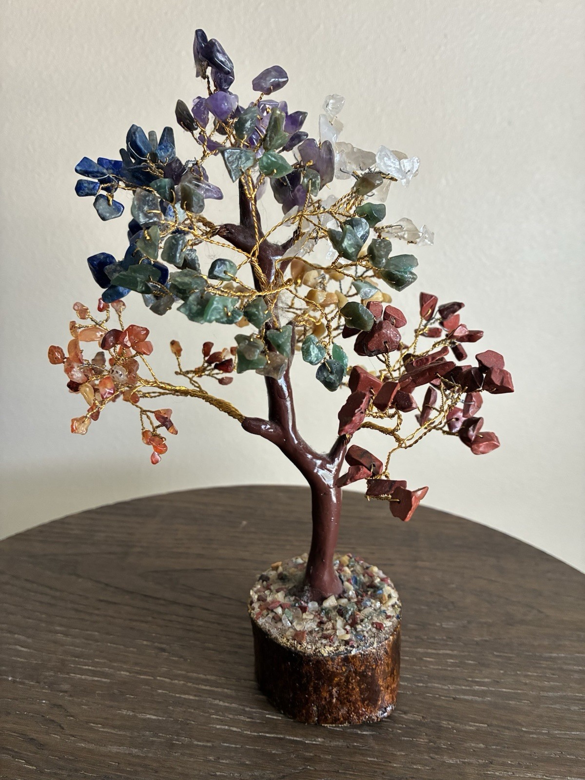Chakra Crystal Tree Gemstone Bonsai Wire Sculpture Healing Decor 6″