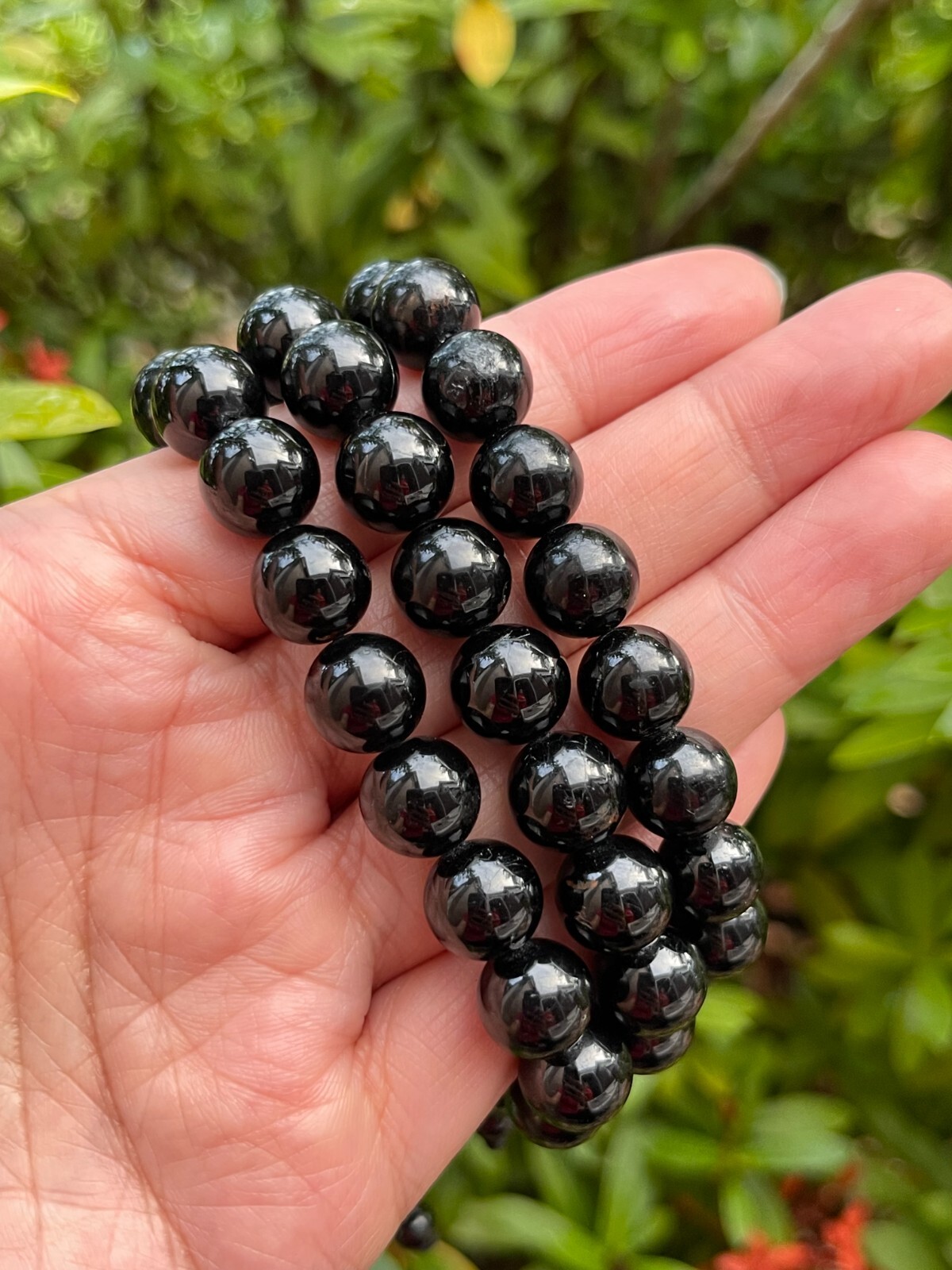 Grade A++Black Tourmaline Crystal Adjustable Bead Bracelet 10mm,Genuine Bracelet
