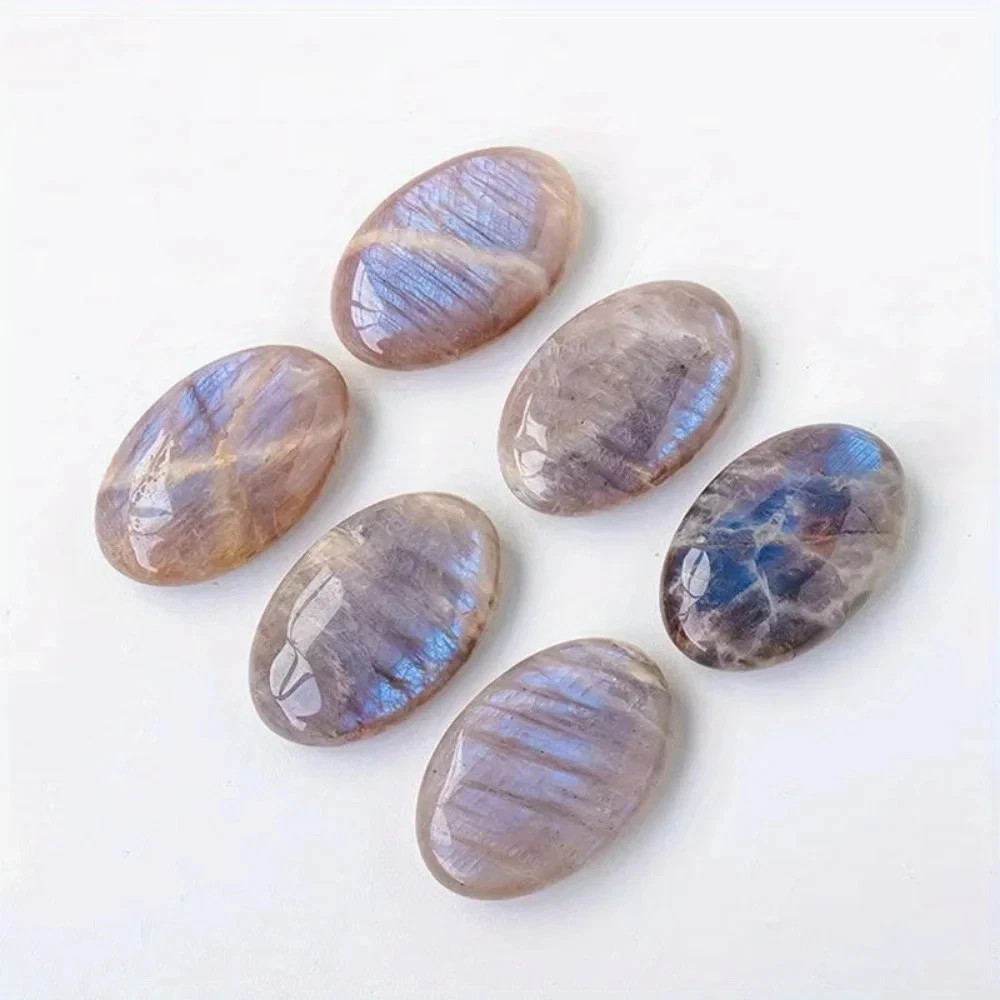 2.5″ Blue Flash Moonstone Tumbled Stone Healing Crystal Pocket Palm Stone Gift