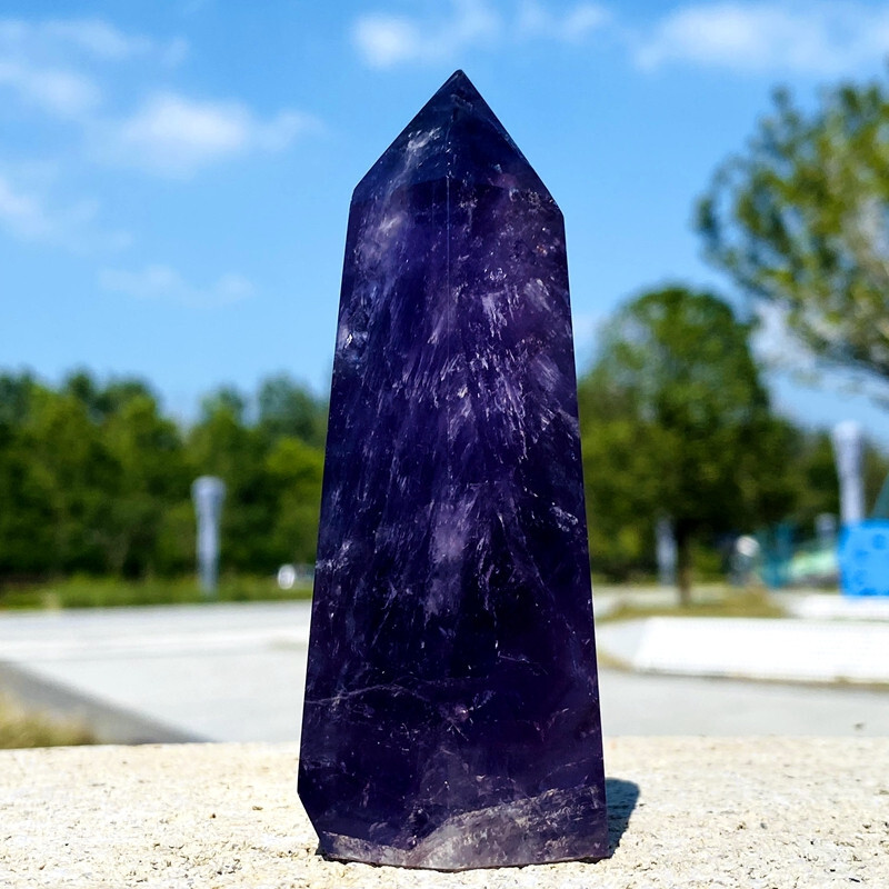 249g Natural amethyst obelisk quartz crystal energy column