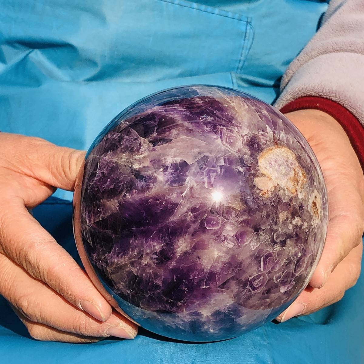 4.42LB Natural Dreamy Amethyst ball Quartz crystal Sphere Crystal Healing
