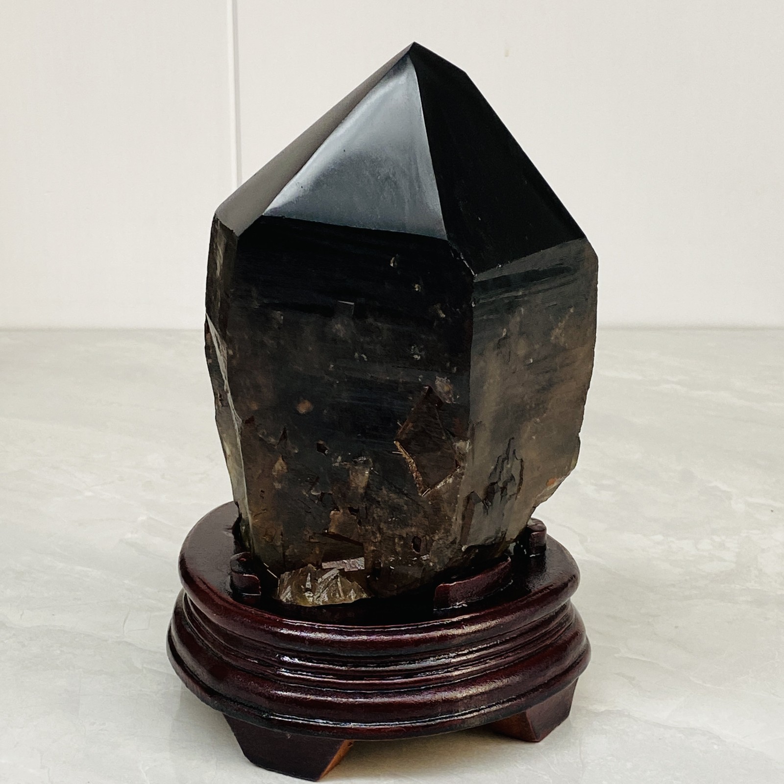 Natural Black Smoky Quartz Crystal Cluster Raw Mineral Specimen 9.17LB (Stand)