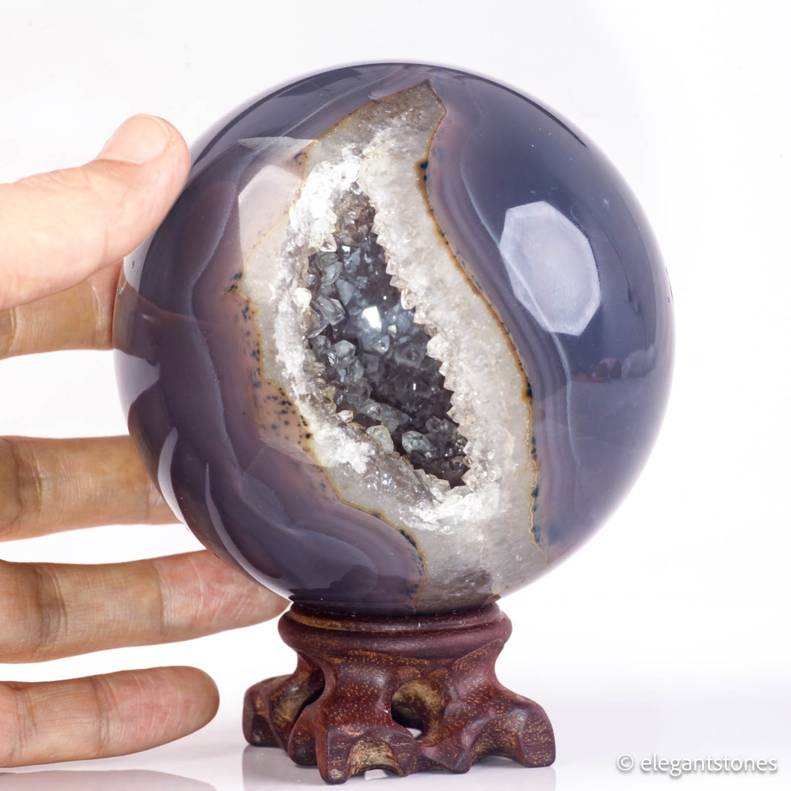 1106g 97mm Large Druzy Agate Geode Sphere Natural Crystal Ball Healing Decor