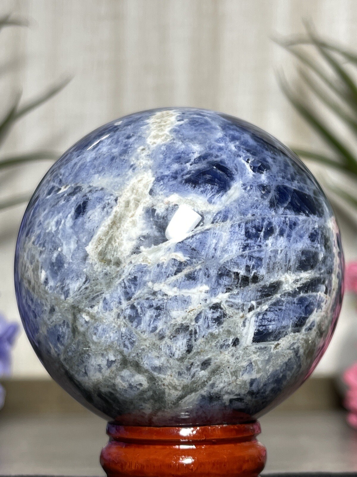 SODALITE SPHERE – Blue Mineral Orb Crystal Reiki Chakra Witch Reiki Yoga Decor