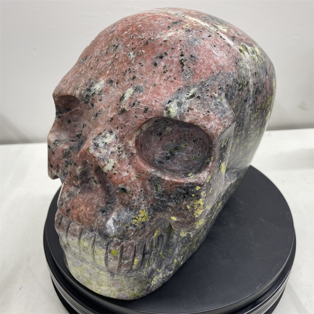 Customizable23.3LB 6.3″ Top Large Red Green Saseme Jasper Skull Statue Crystal