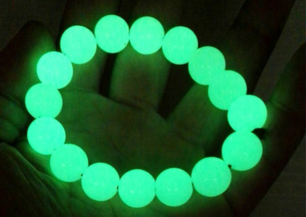 12mm Green Phosphate Glow in The Dark Modern Ye Ming Zhu Bracelet