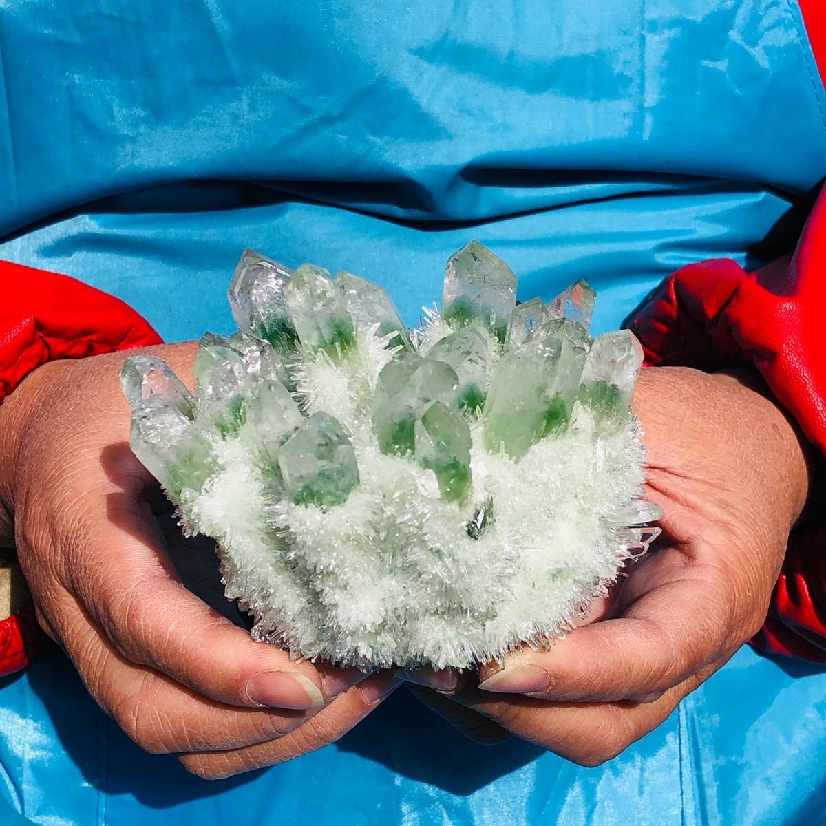 2 piece Lab-Grown Green Crystal Clusters Healing Energy Home Decor 2.61LB