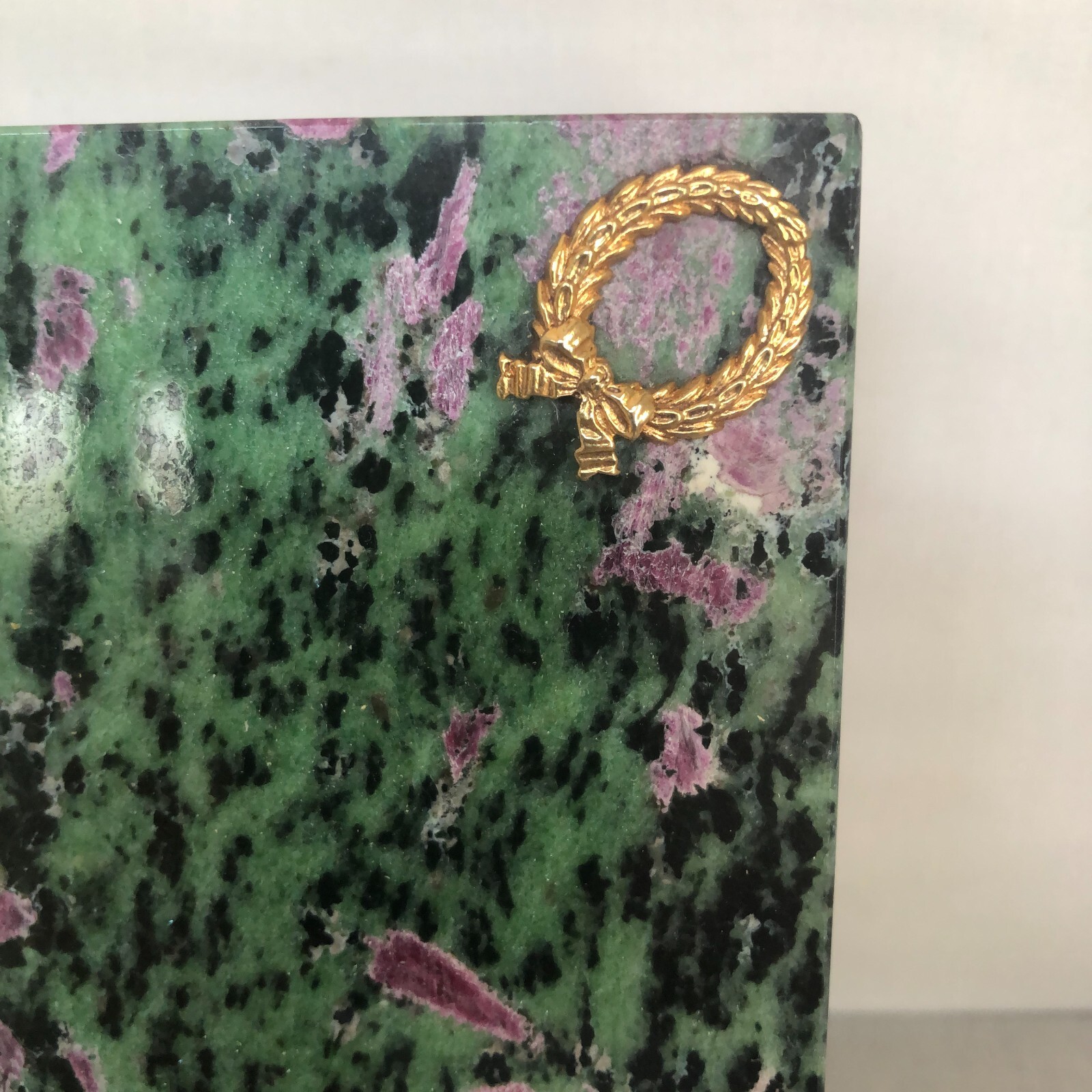 Ruby in Zoisite Hard Stone Hinged Box wit Nicholas The Second Russian Last Czar.