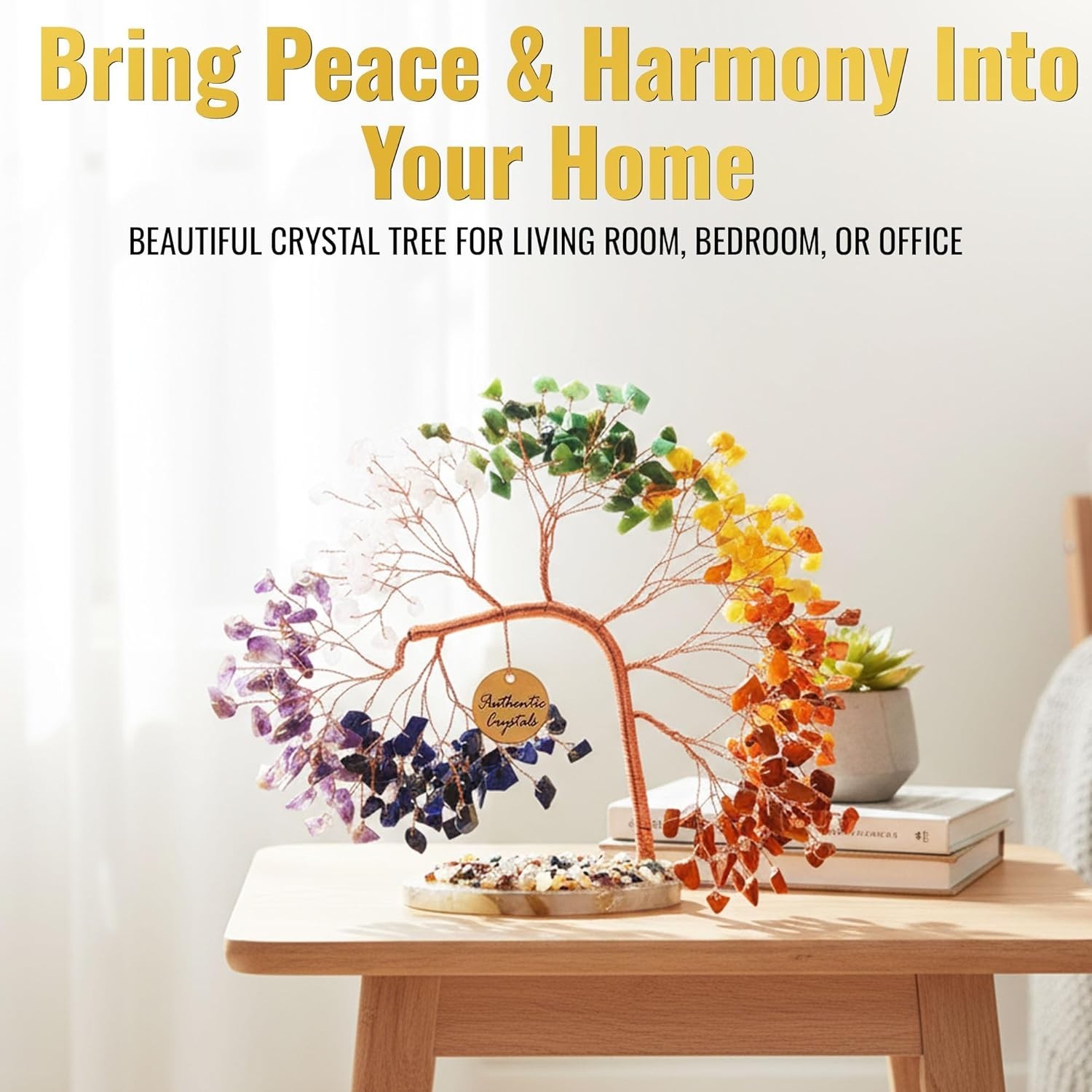 7 Chakra Crystal Tree of Life – Handmade Healing Gemstone Bonsai Trees for Ho…