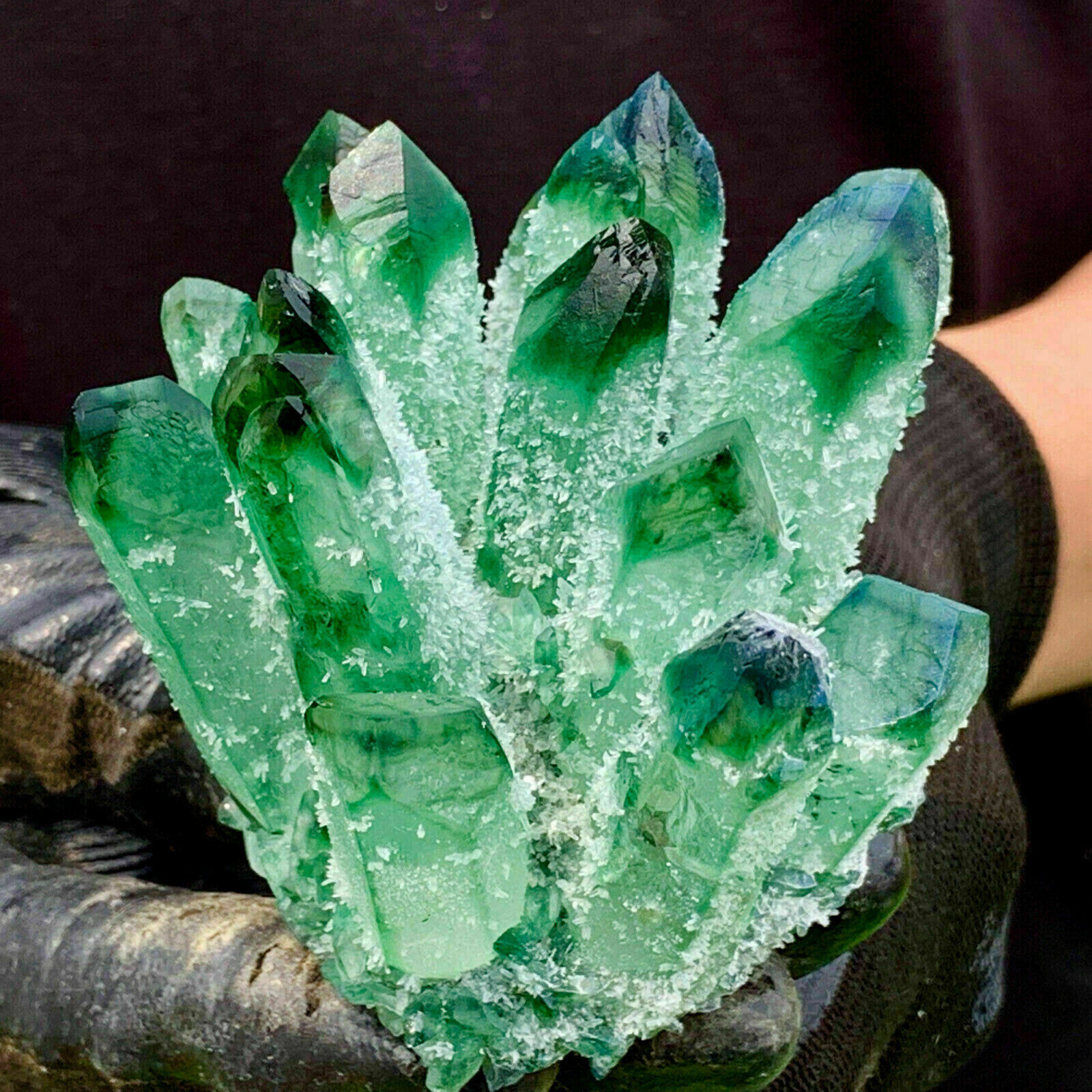 400g+ New Green Phantom Quartz Crystal Cluster Mineral Specimen Reiki Healing