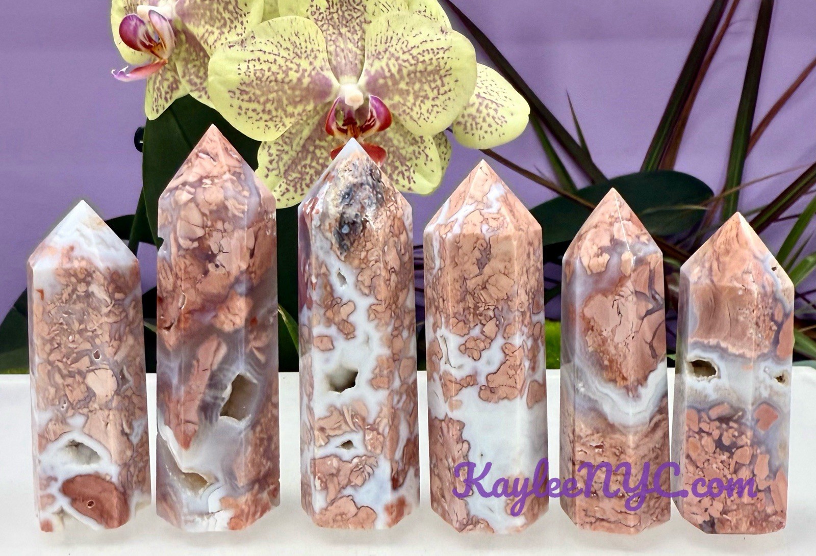 Wholesale Lot 1 Lb Natural Pink Agate Obelisk Tower Point Crystal Natural