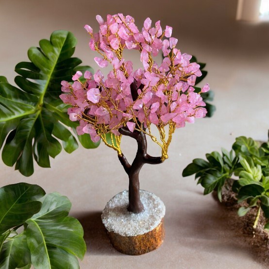 Rose Quartz Gemstone Tree , Crystal for Positive Energy, Money Tree