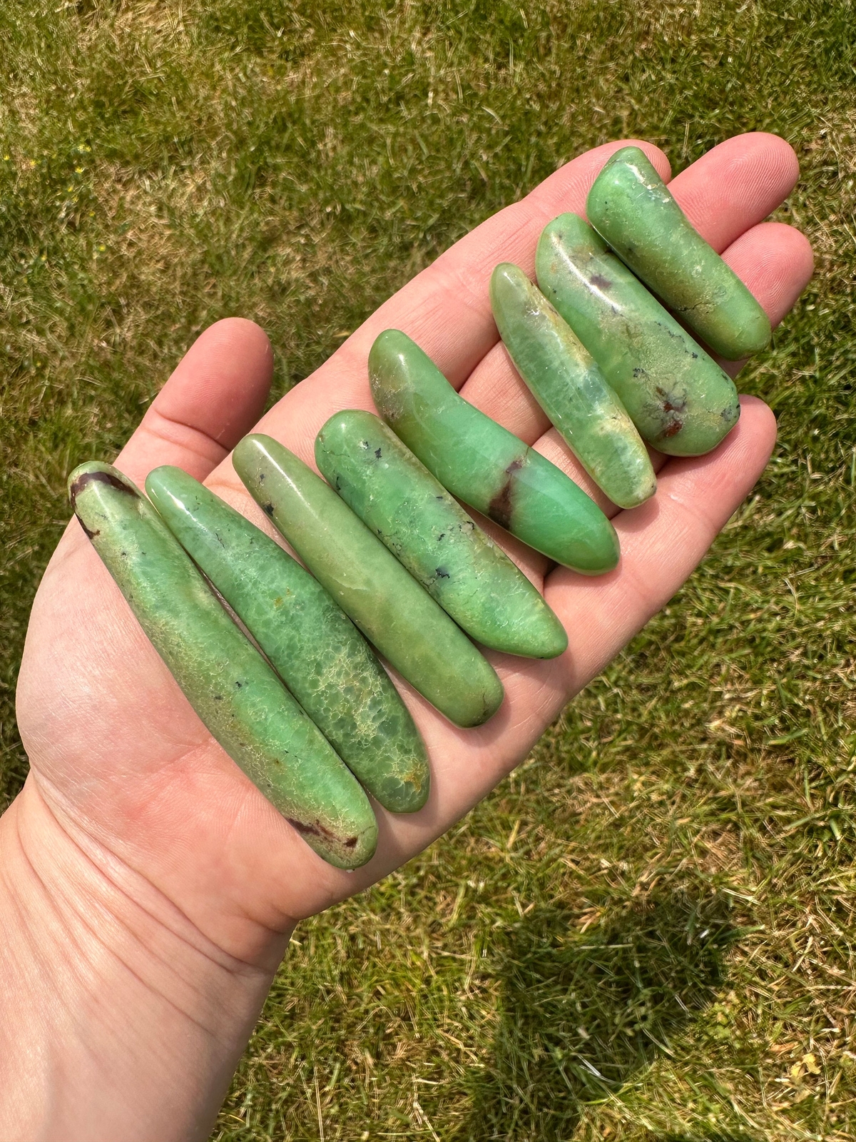 Chrysoprase Tumbled Wand, Natural Chrysoprase from Australia