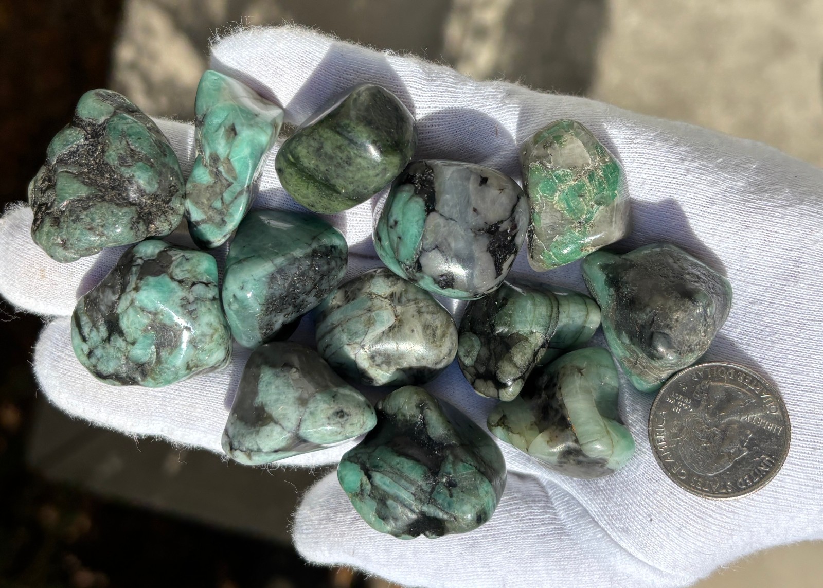 USA SALE 335g LOT EMERALD/GREEN CHERT/BIRD’S EYE RHYOLITE TUMBLES TUMBLED