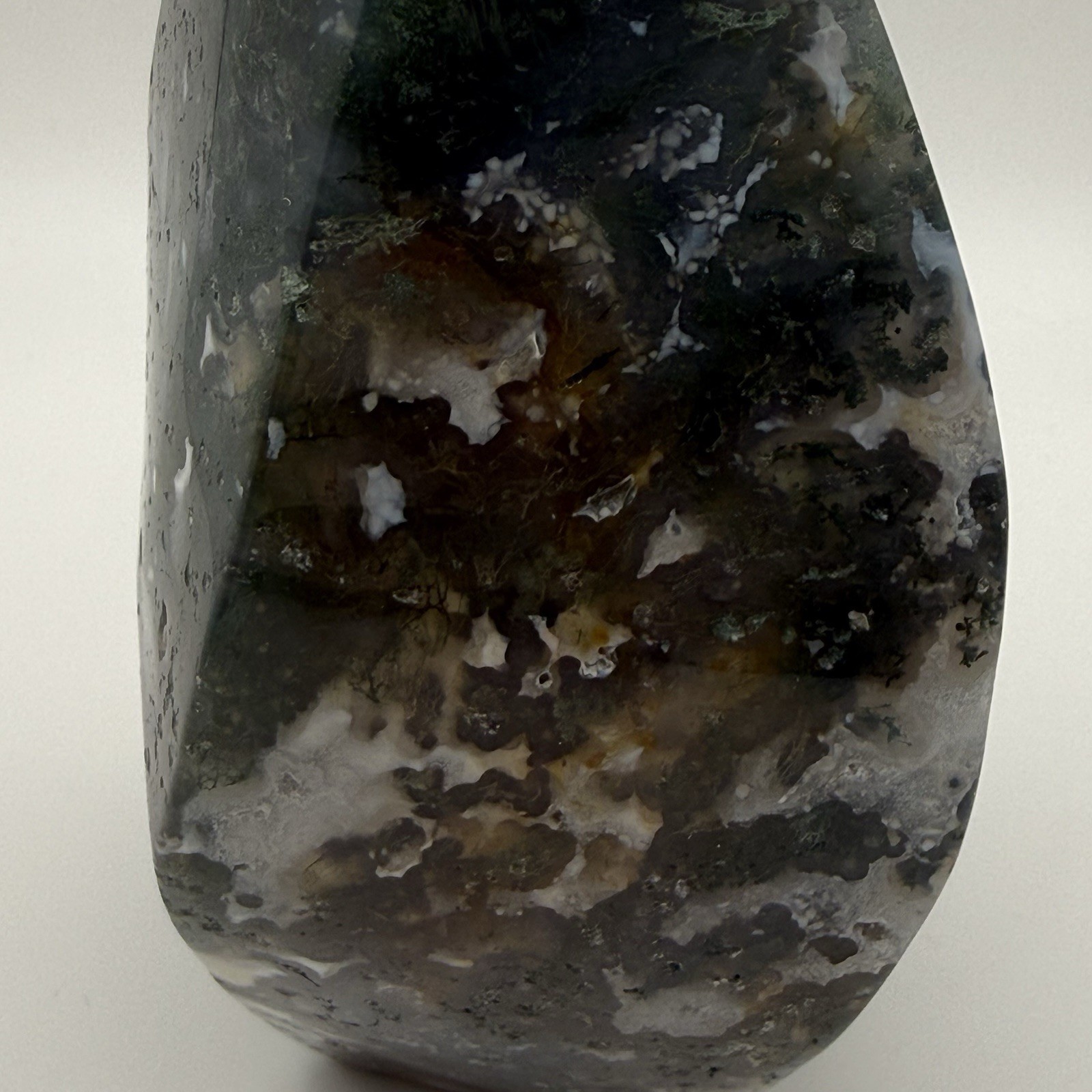 Moss Agate Swirled Tower, Green and White, Approx. 4.5 Inches