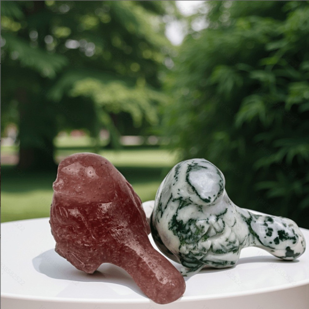 Natural Bird Carving Figurine Crystal Reiki Healing stone Decor random Pair 2pcs
